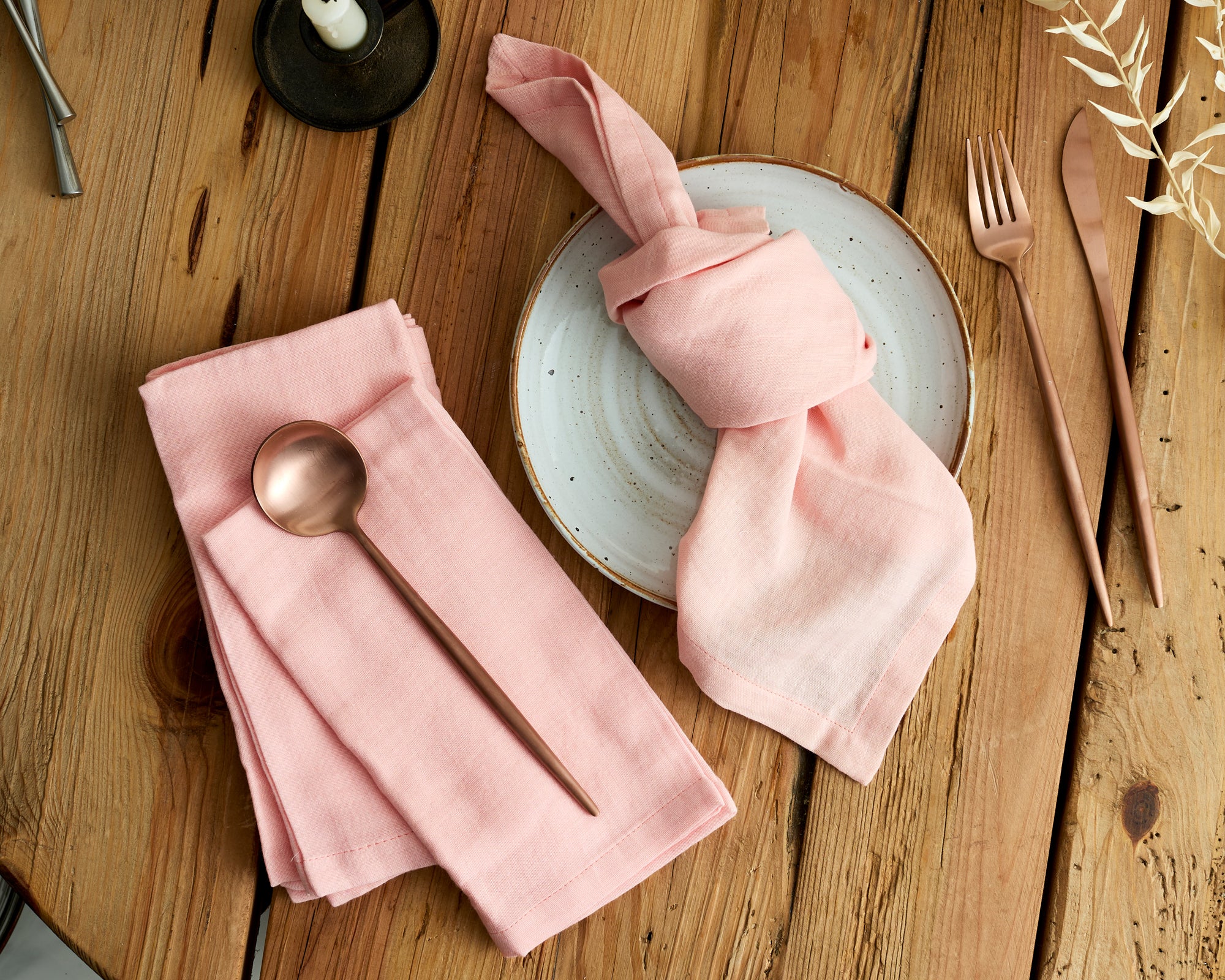 Natural Textiles Cotton Muslin Pink Napkins Set of 4 from What a Host Home